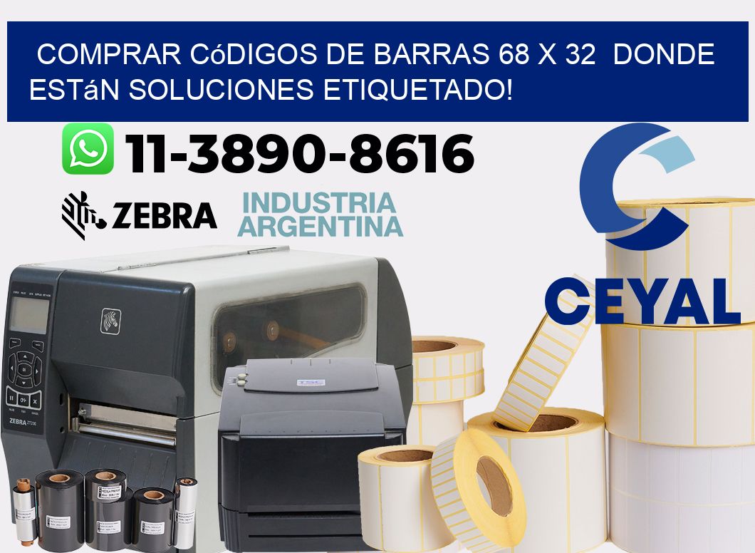 Comprar códigos de barras 68 x 32  donde están soluciones etiquetado!