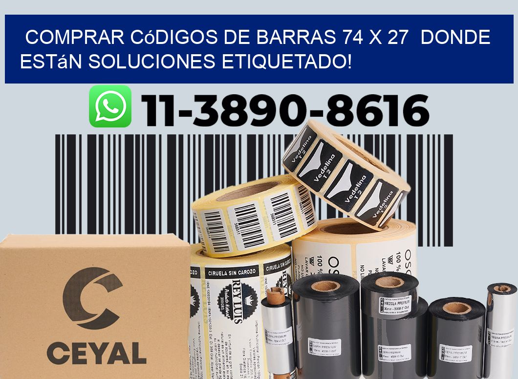 Comprar códigos de barras 74 x 27 donde están soluciones etiquetado!