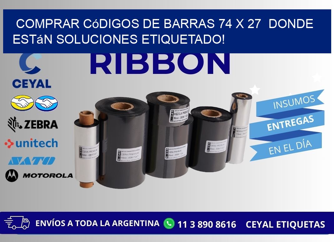 Comprar códigos de barras 74 x 27 donde están soluciones etiquetado!
