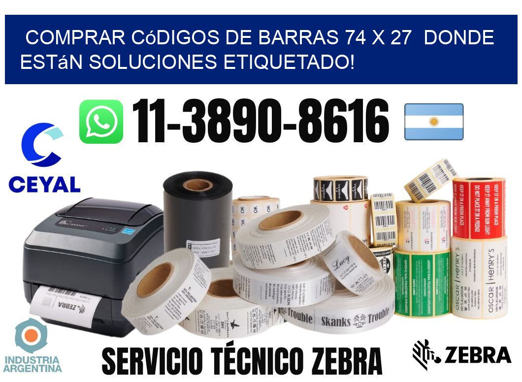 Comprar códigos de barras 74 x 27 donde están soluciones etiquetado!
