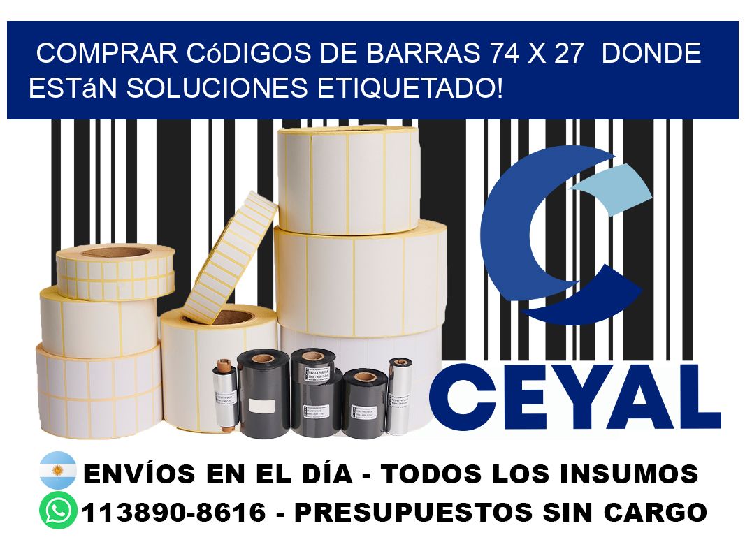 Comprar códigos de barras 74 x 27 donde están soluciones etiquetado!