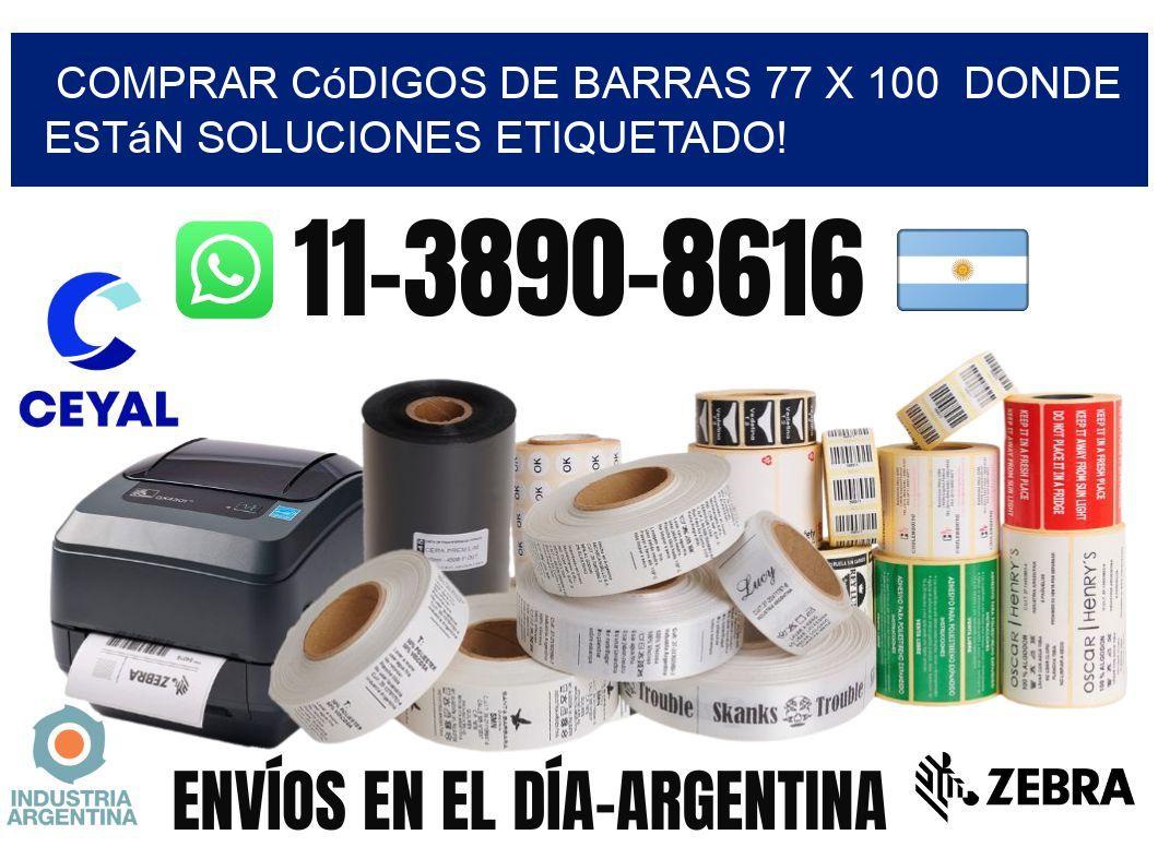 Comprar códigos de barras 77 x 100  donde están soluciones etiquetado!