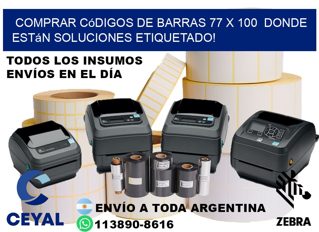 Comprar códigos de barras 77 x 100  donde están soluciones etiquetado!