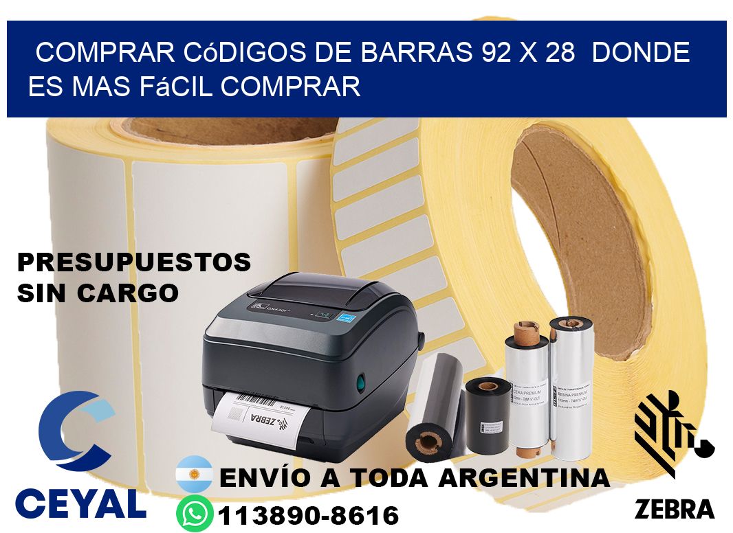 Comprar códigos de barras 92 x 28  Donde es mas fácil comprar