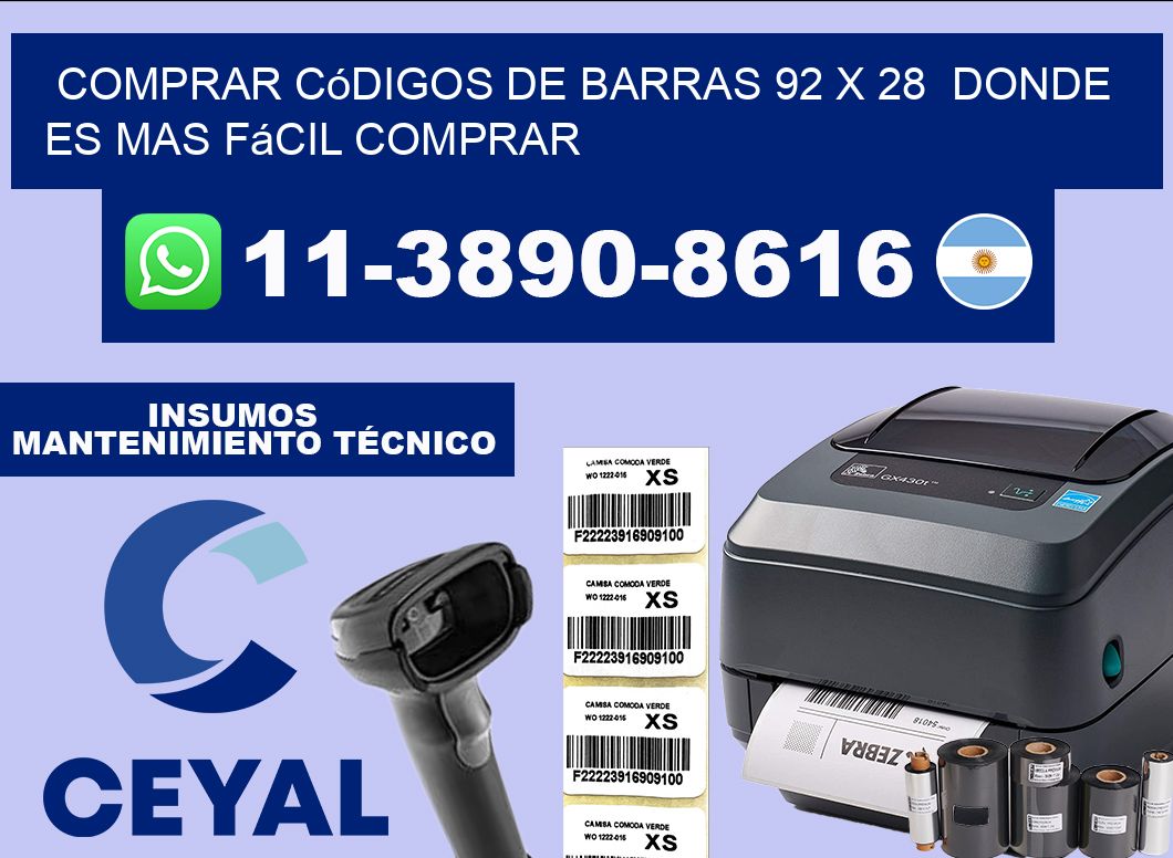 Comprar códigos de barras 92 x 28  Donde es mas fácil comprar