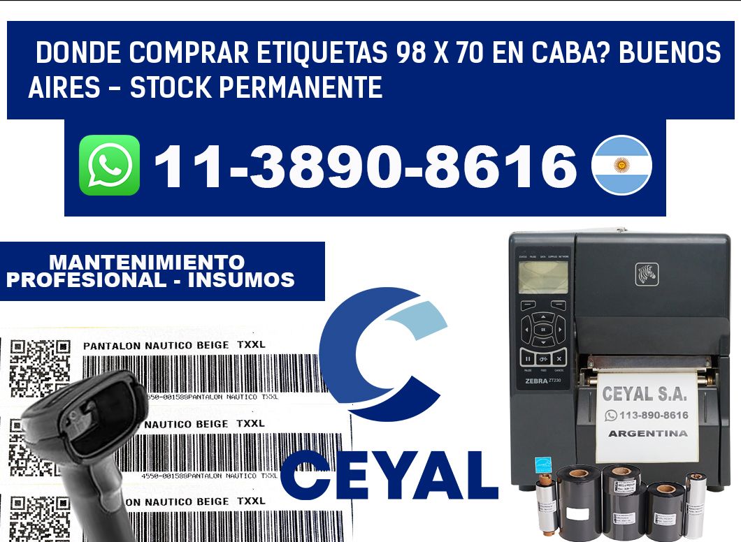 Donde Comprar etiquetas 98 x 70 en CABA? Buenos Aires - Stock permanente