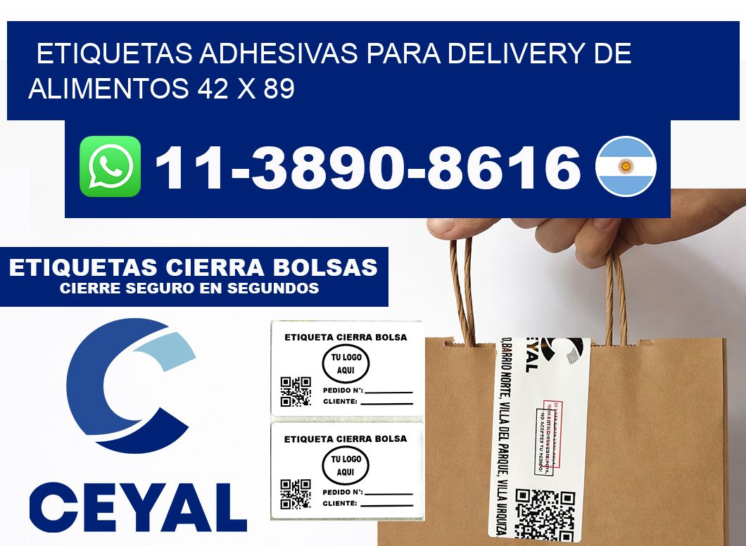 ETIQUETAS ADHESIVAS PARA DELIVERY DE ALIMENTOS 42 x 89