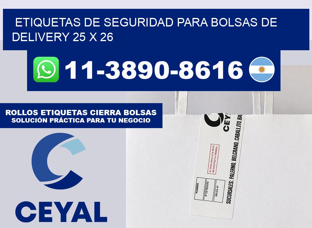 ETIQUETAS DE SEGURIDAD PARA BOLSAS DE DELIVERY 25 x 26