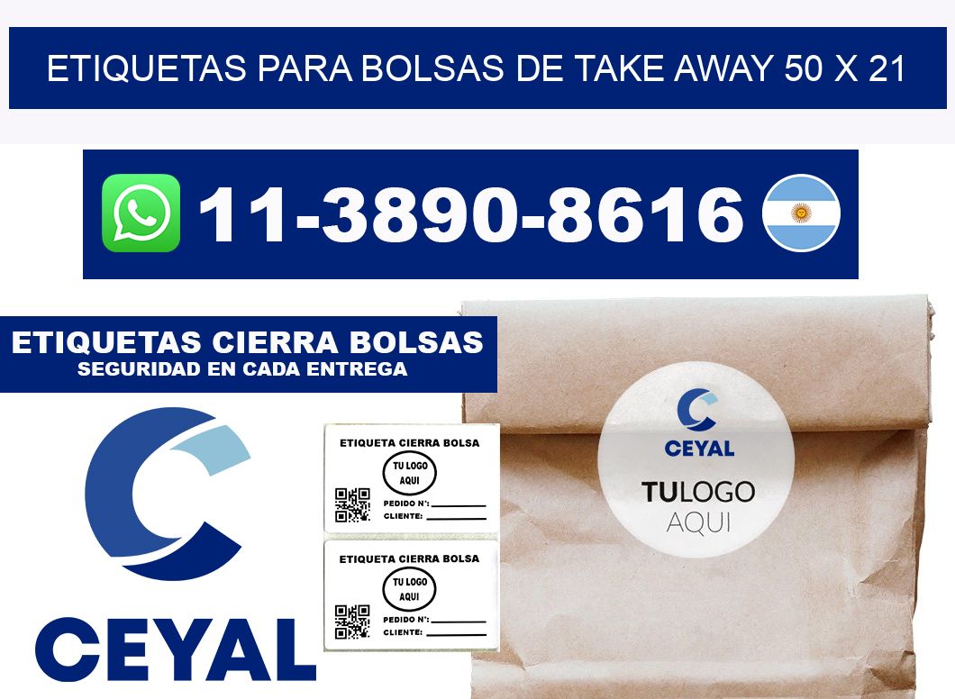 ETIQUETAS PARA BOLSAS DE TAKE AWAY 50 x 21