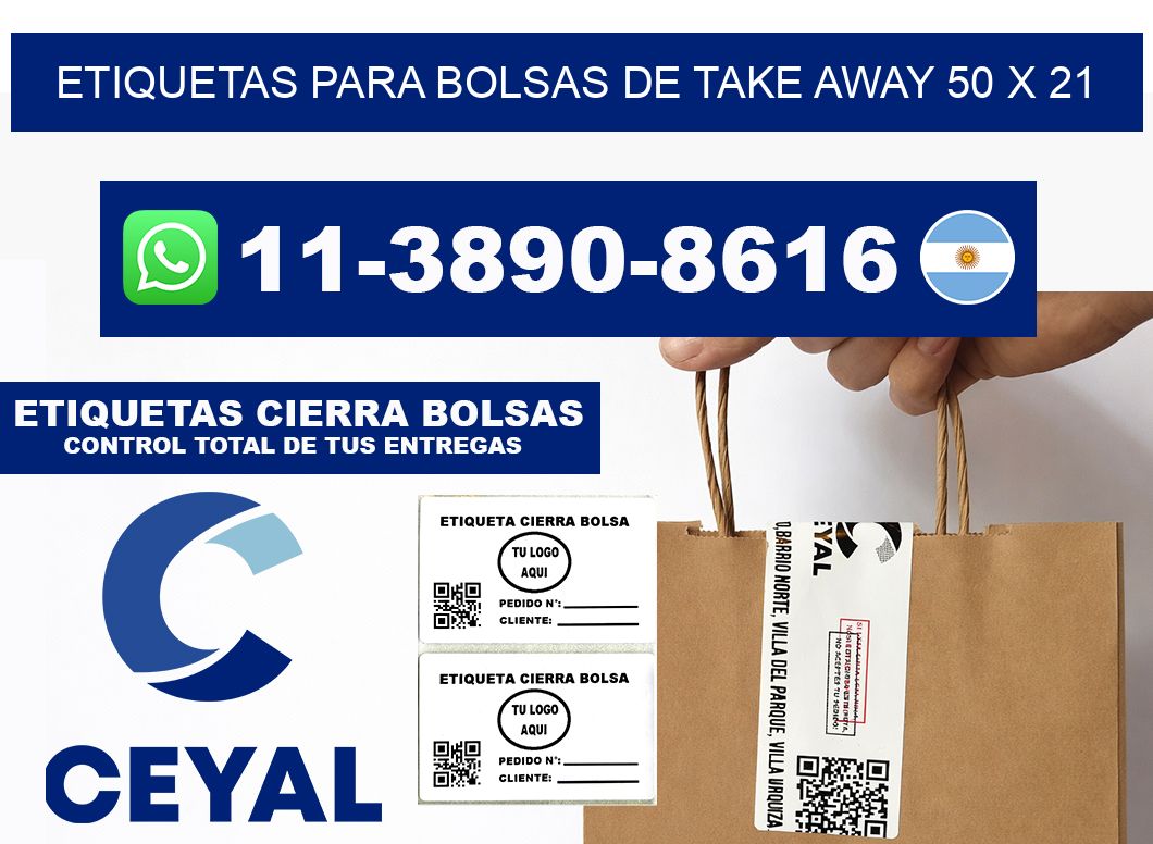 ETIQUETAS PARA BOLSAS DE TAKE AWAY 50 x 21