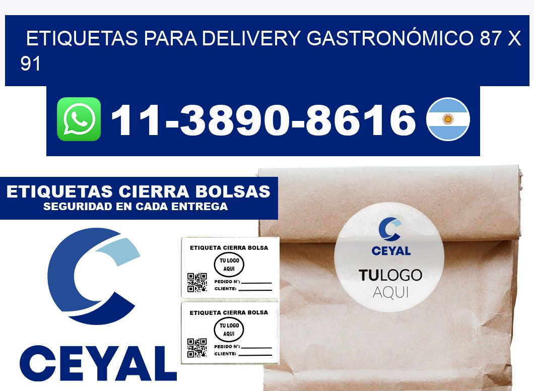 ETIQUETAS PARA DELIVERY GASTRONÓMICO 87 x 91
