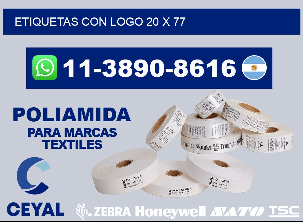 Etiquetas con logo 20 x 77