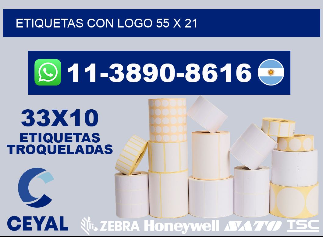 Etiquetas con logo 55 x 21