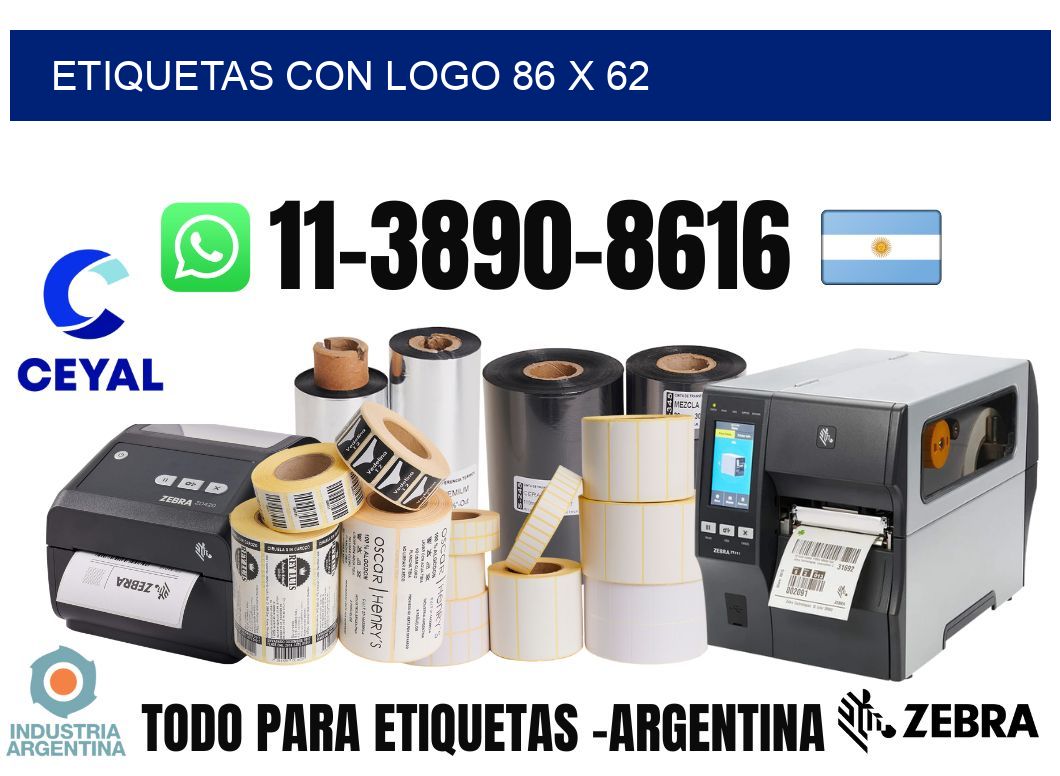 Etiquetas con logo 86 x 62