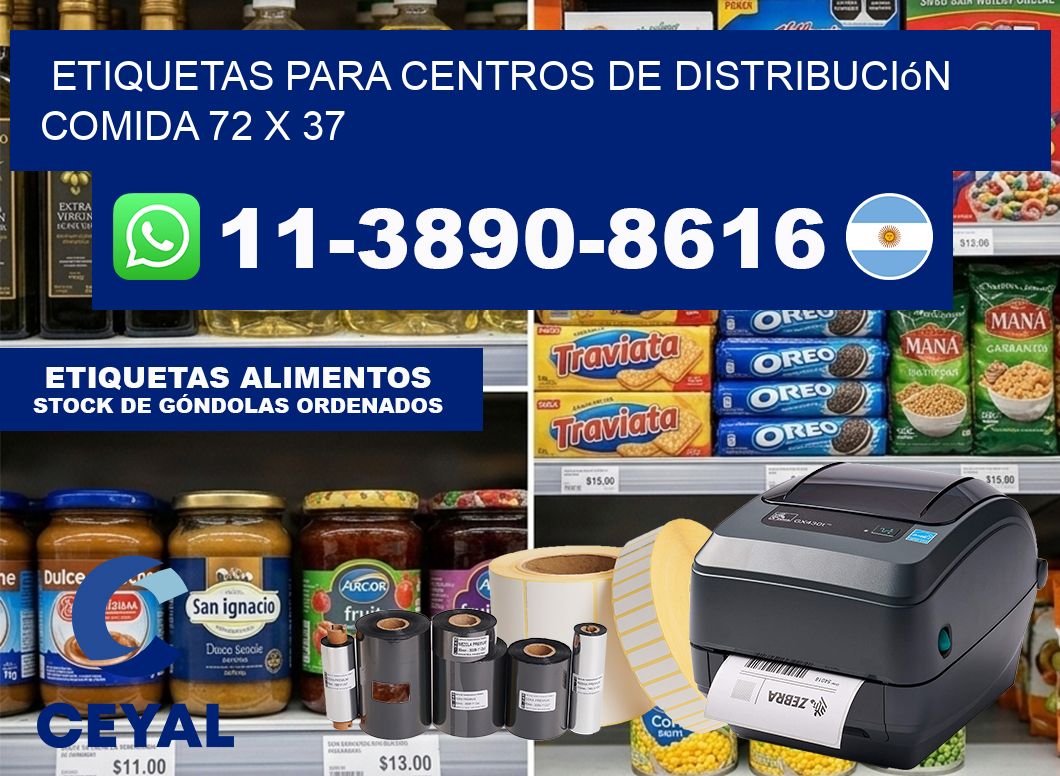 Etiquetas para centros de distribución comida 72 x 37