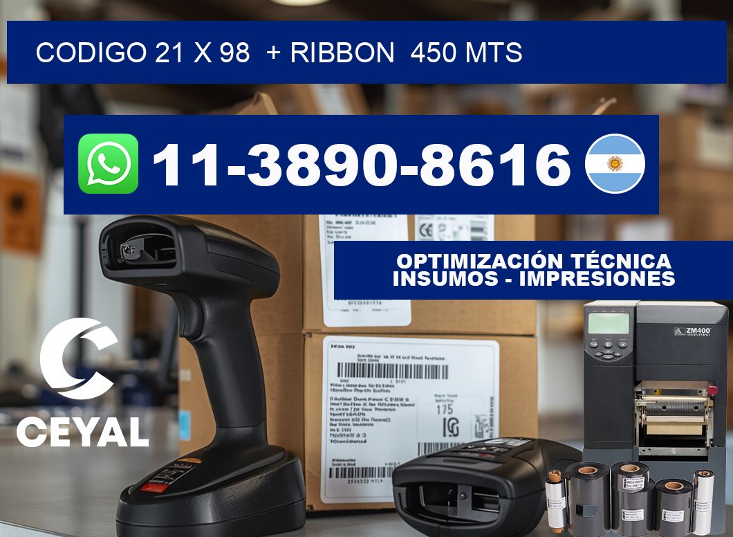 codigo 21 x 98  + ribbon  450 mts