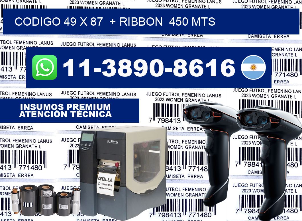 codigo 49 x 87  + ribbon  450 mts