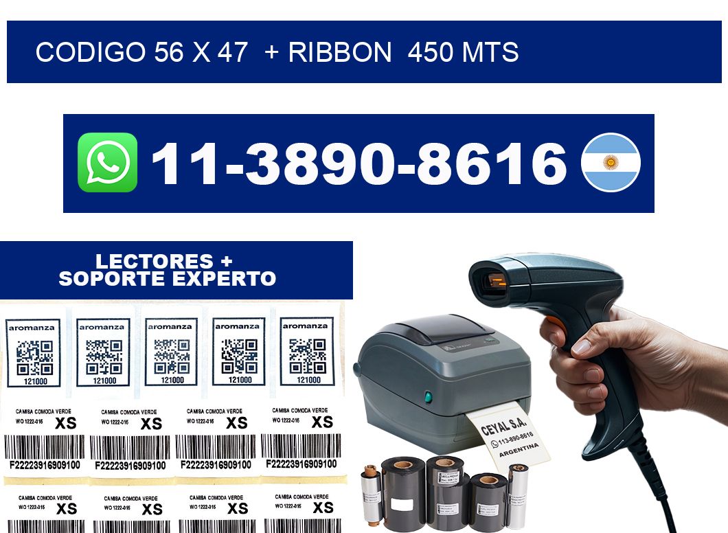codigo 56 x 47  + ribbon  450 mts