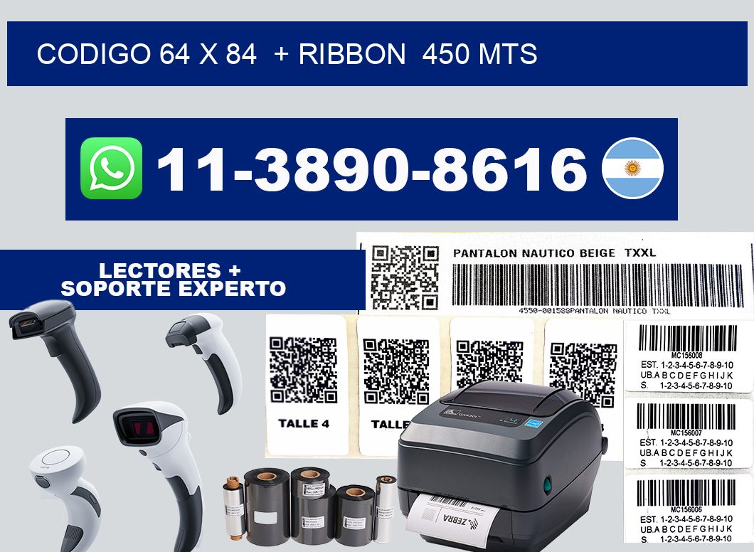 codigo 64 x 84  + ribbon  450 mts