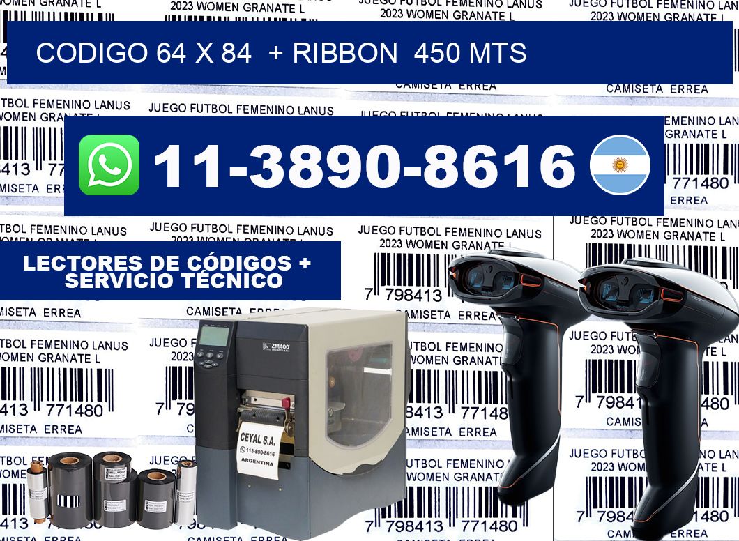 codigo 64 x 84  + ribbon  450 mts