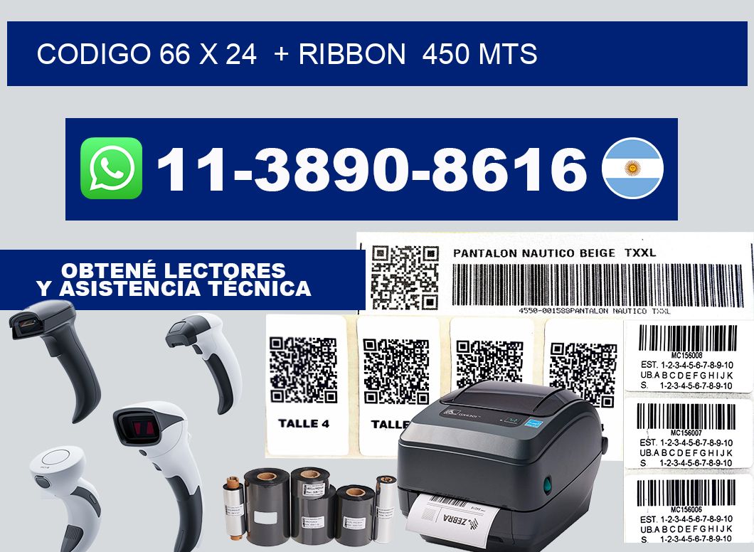 codigo 66 x 24  + ribbon  450 mts