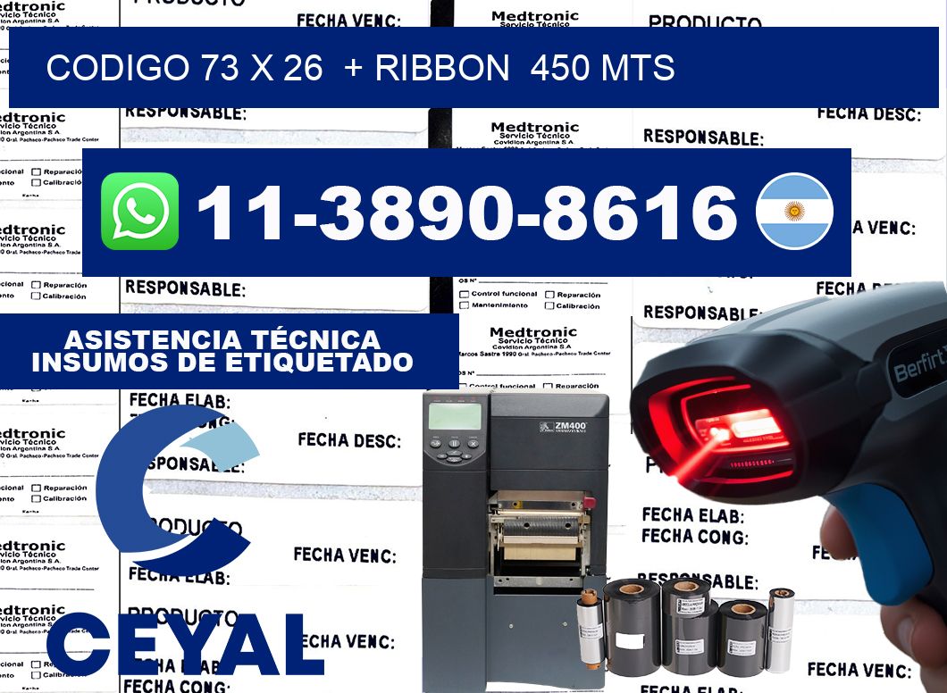 codigo 73 x 26  + ribbon  450 mts