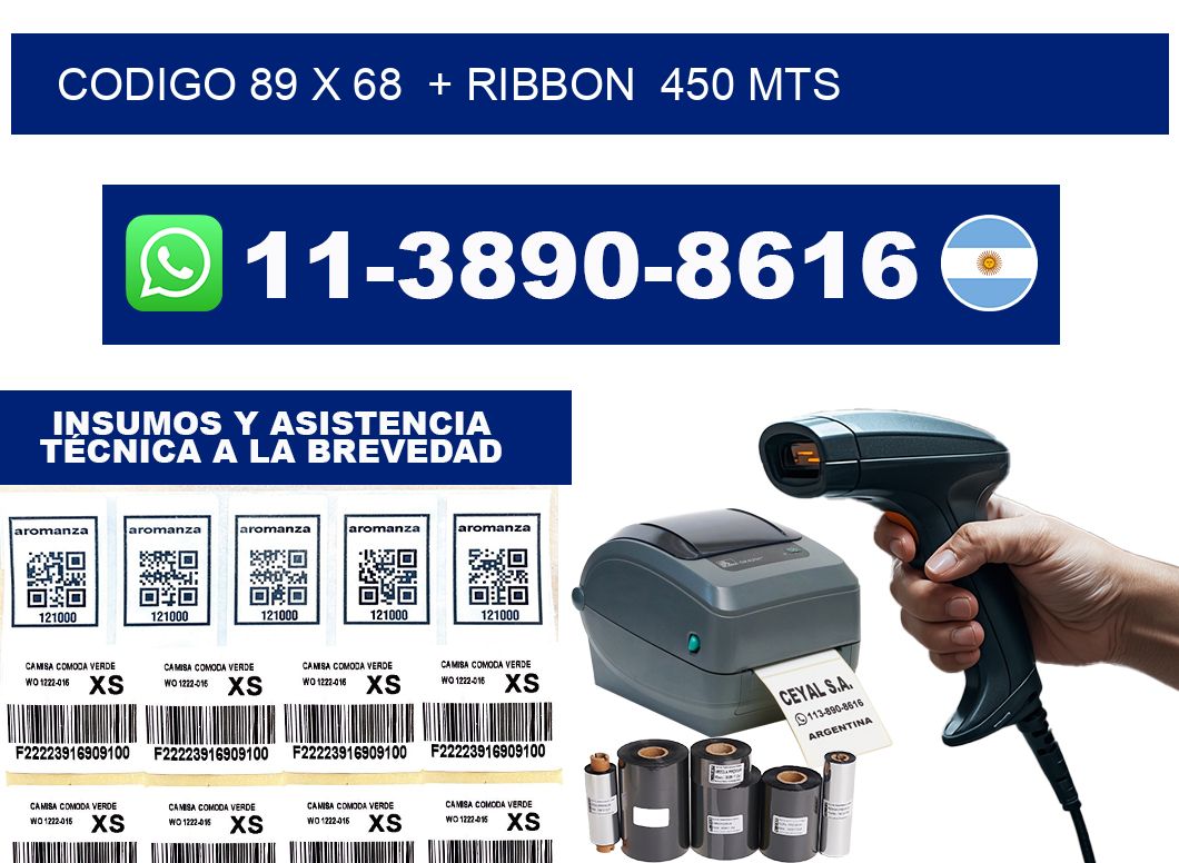 codigo 89 x 68  + ribbon  450 mts