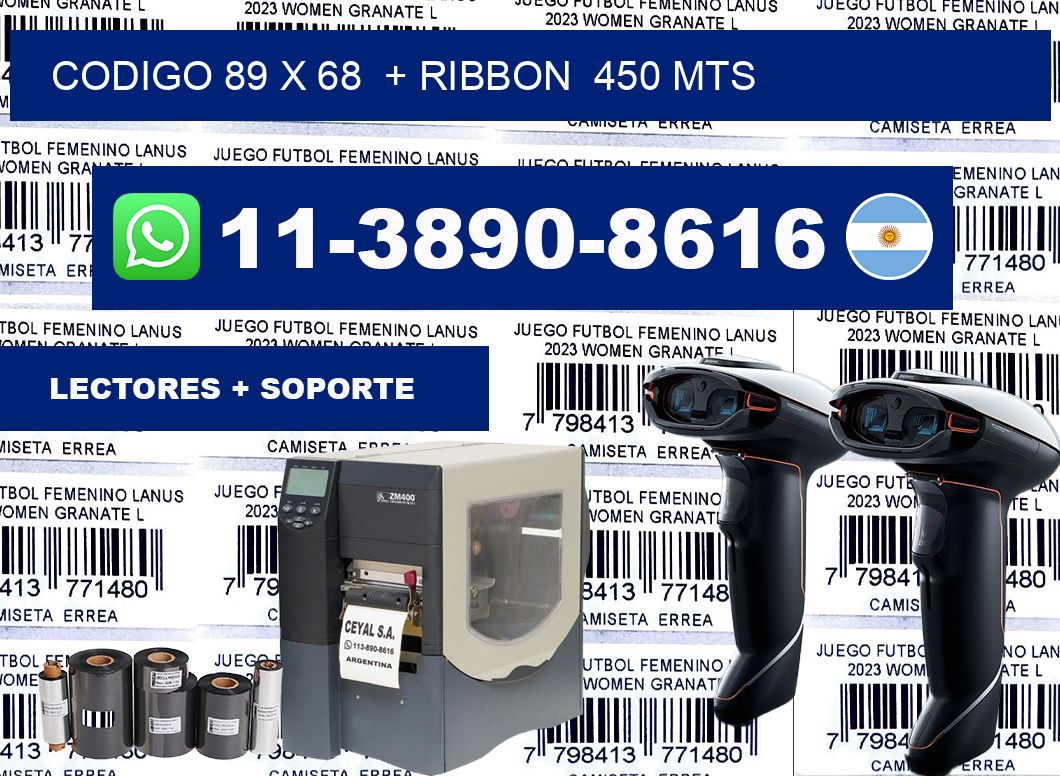 codigo 89 x 68  + ribbon  450 mts