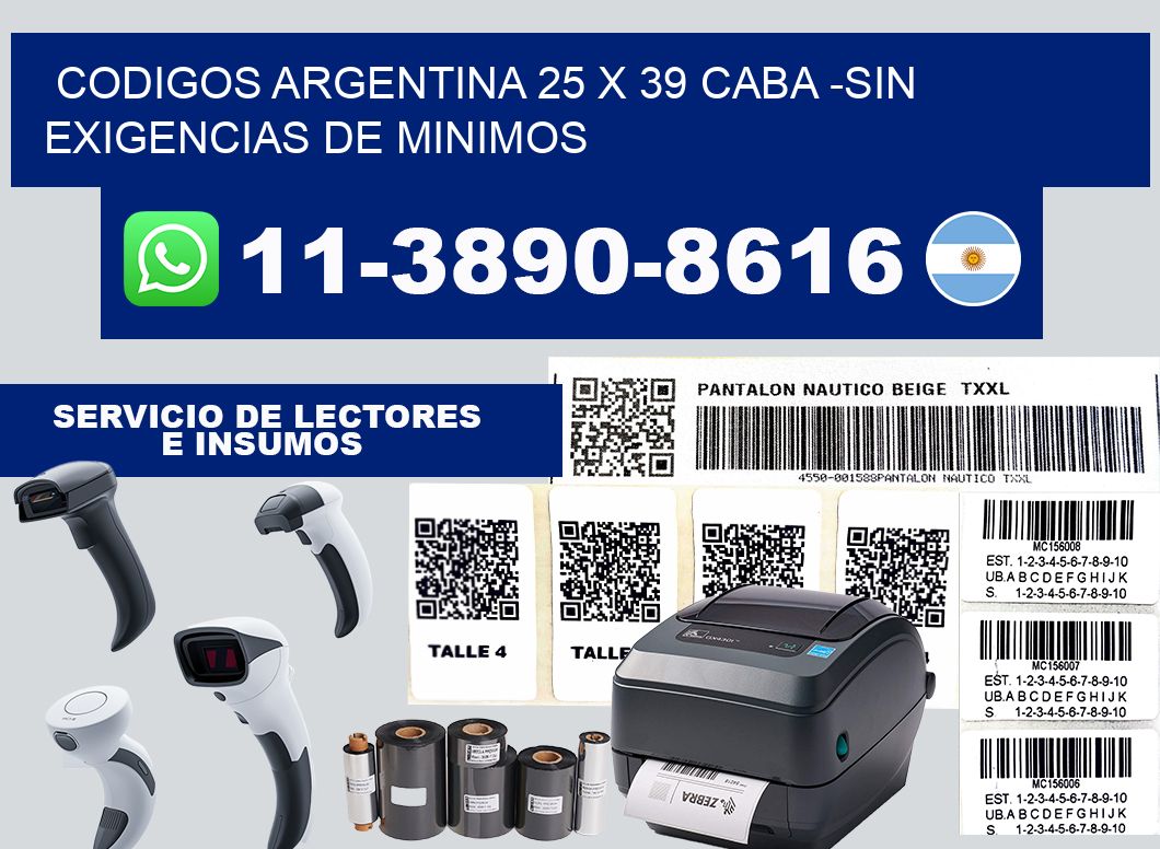 codigos Argentina 25 x 39 CABA -Sin exigencias de minimos
