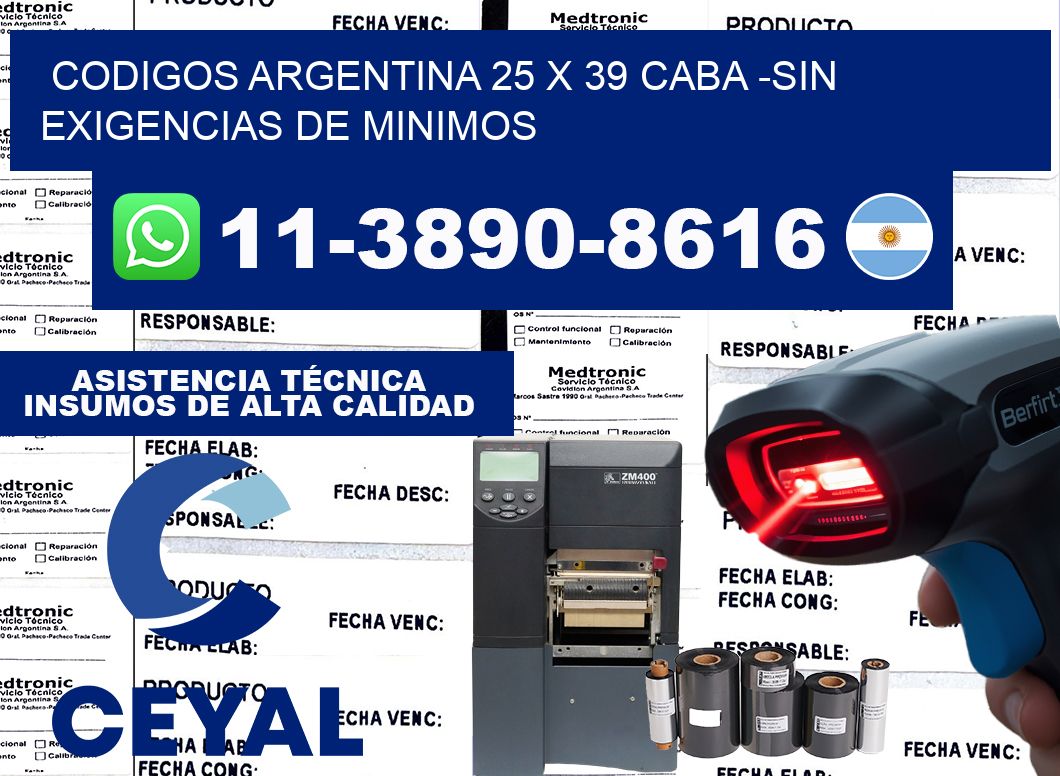 codigos Argentina 25 x 39 CABA -Sin exigencias de minimos