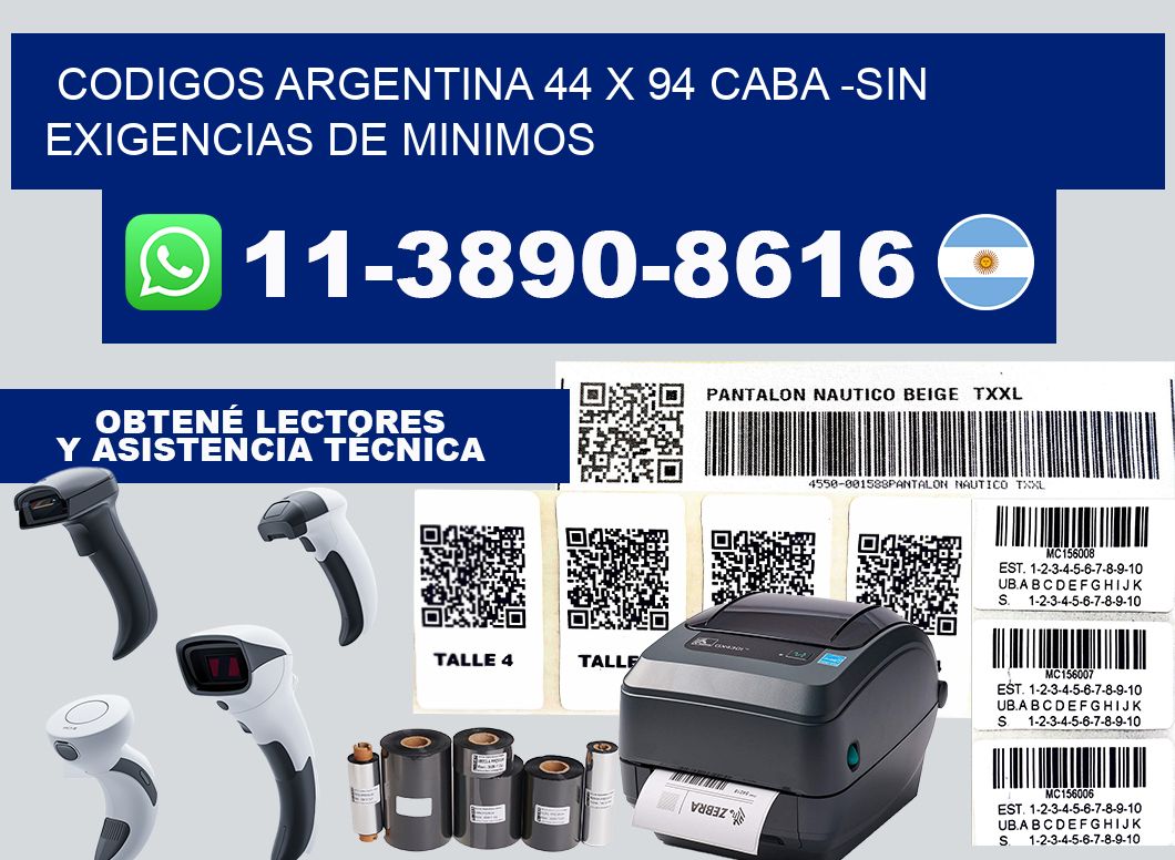 codigos Argentina 44 x 94 CABA -Sin exigencias de minimos
