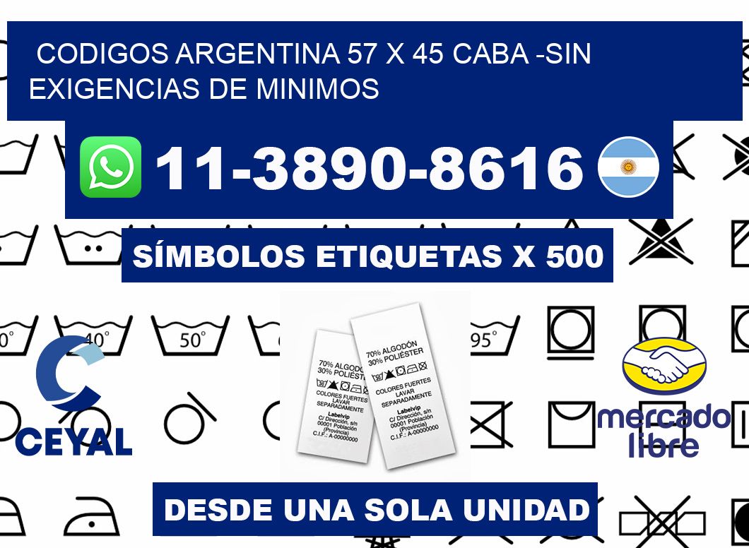 codigos Argentina 57 x 45 CABA -Sin exigencias de minimos