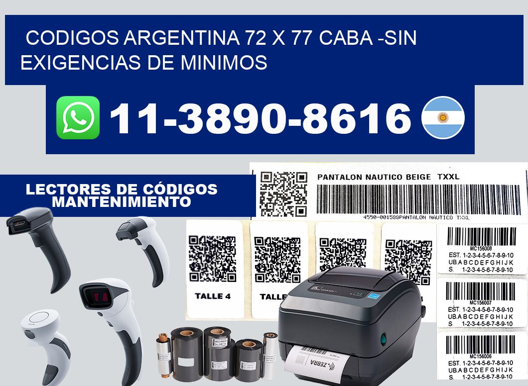 codigos Argentina 72 x 77 CABA -Sin exigencias de minimos