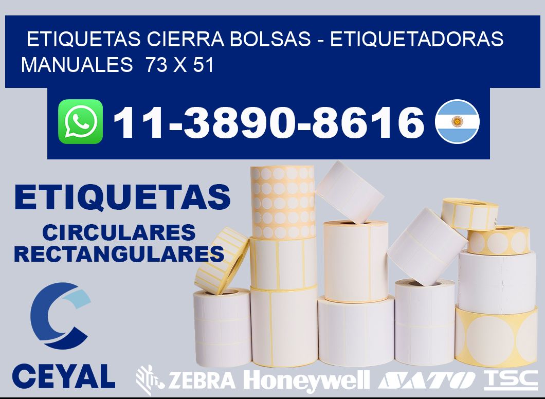 etiquetas cierra bolsas - Etiquetadoras Manuales  73 x 51