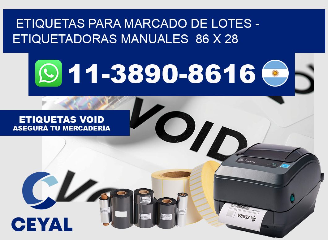 etiquetas para marcado de lotes - Etiquetadoras Manuales  86 x 28