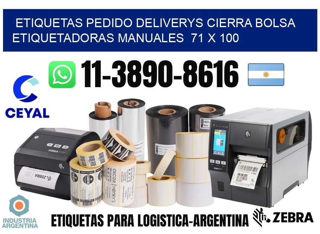 etiquetas pedido deliverys cierra bolsa  Etiquetadoras Manuales  71 x 100