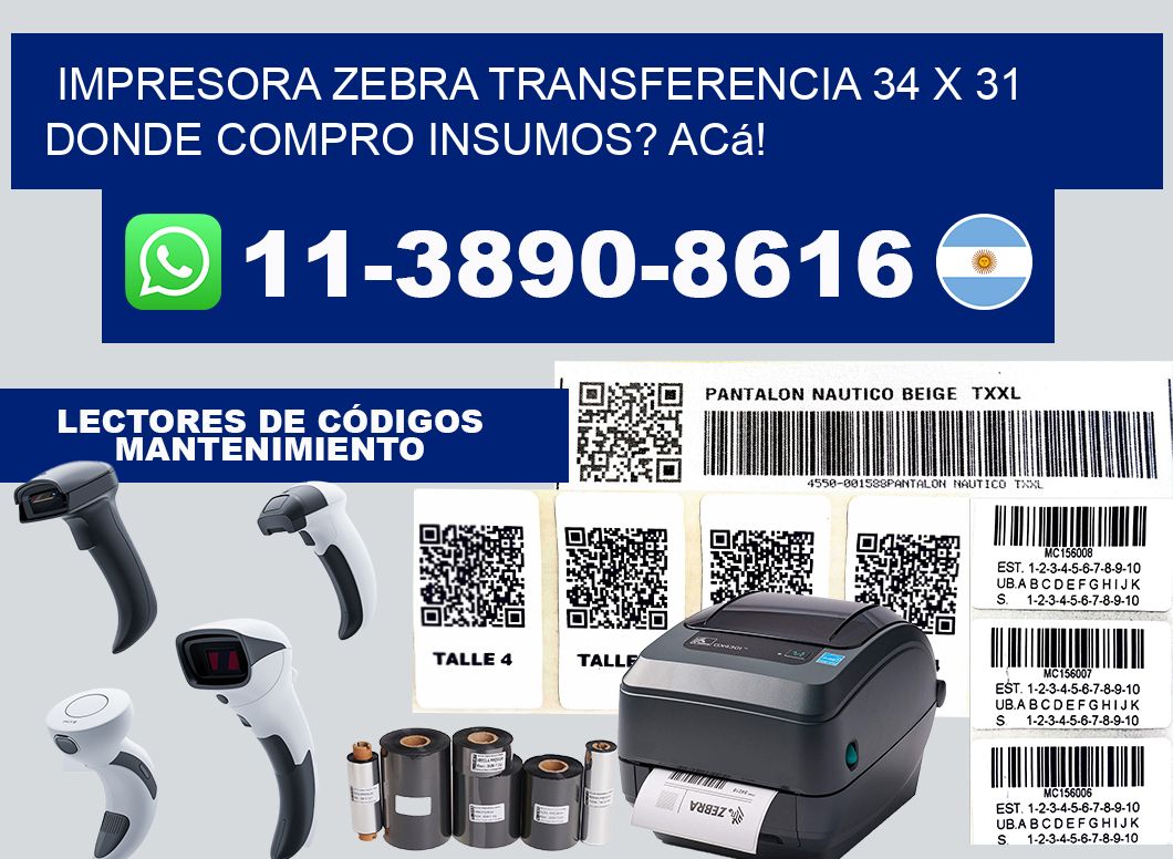 impresora zebra transferencia 34 x 31 Donde compro insumos? Acá!