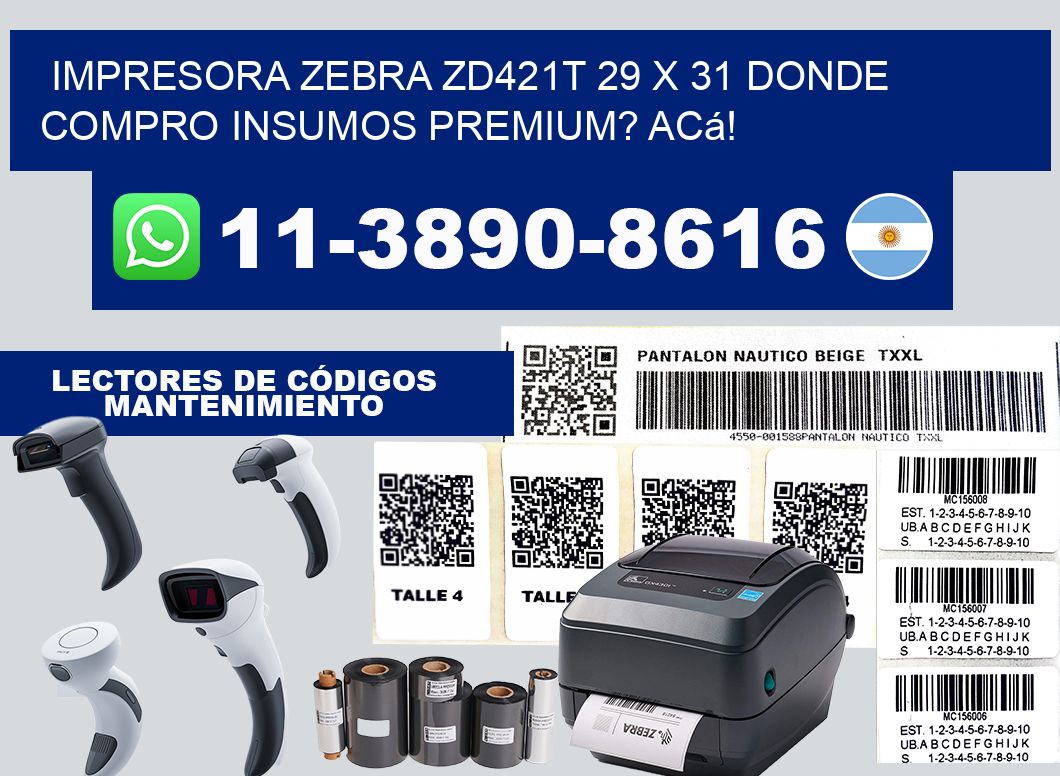 impresora zebra zd421t 29 x 31 Donde compro insumos premium? Acá!