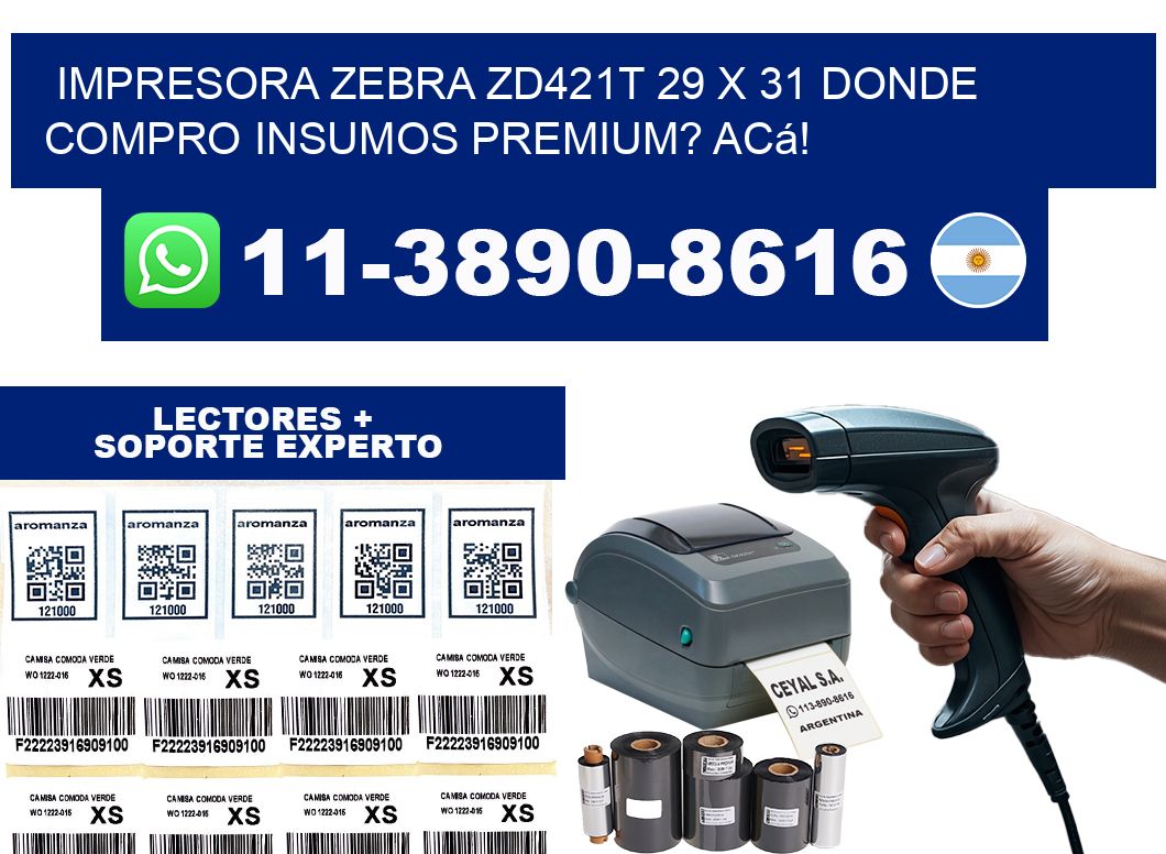 impresora zebra zd421t 29 x 31 Donde compro insumos premium? Acá!