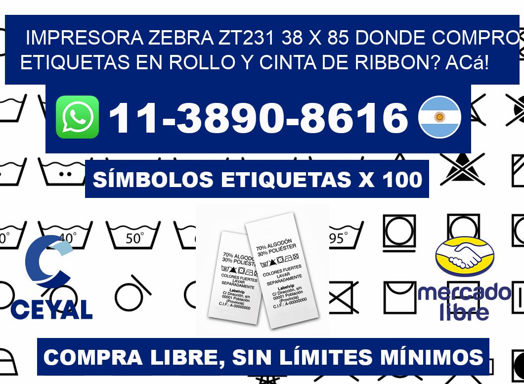 impresora zebra zt231 38 x 85 Donde compro etiquetas en rollo y cinta de ribbon? Acá!