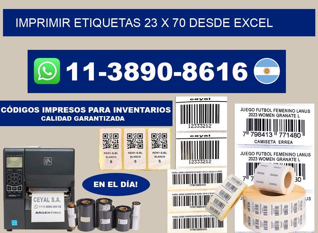 imprimir etiquetas 23 x 70 desde excel