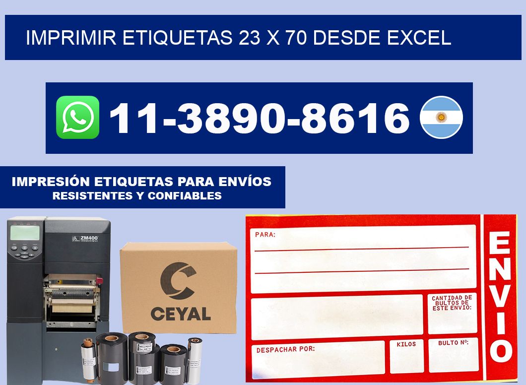 imprimir etiquetas 23 x 70 desde excel
