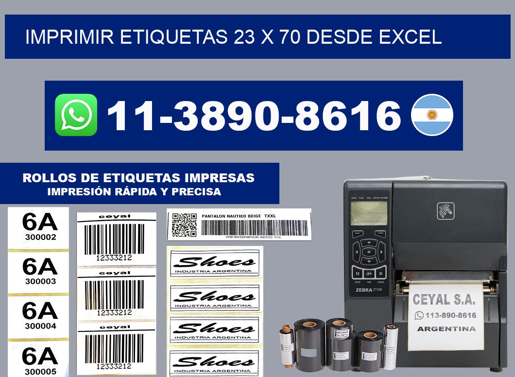imprimir etiquetas 23 x 70 desde excel