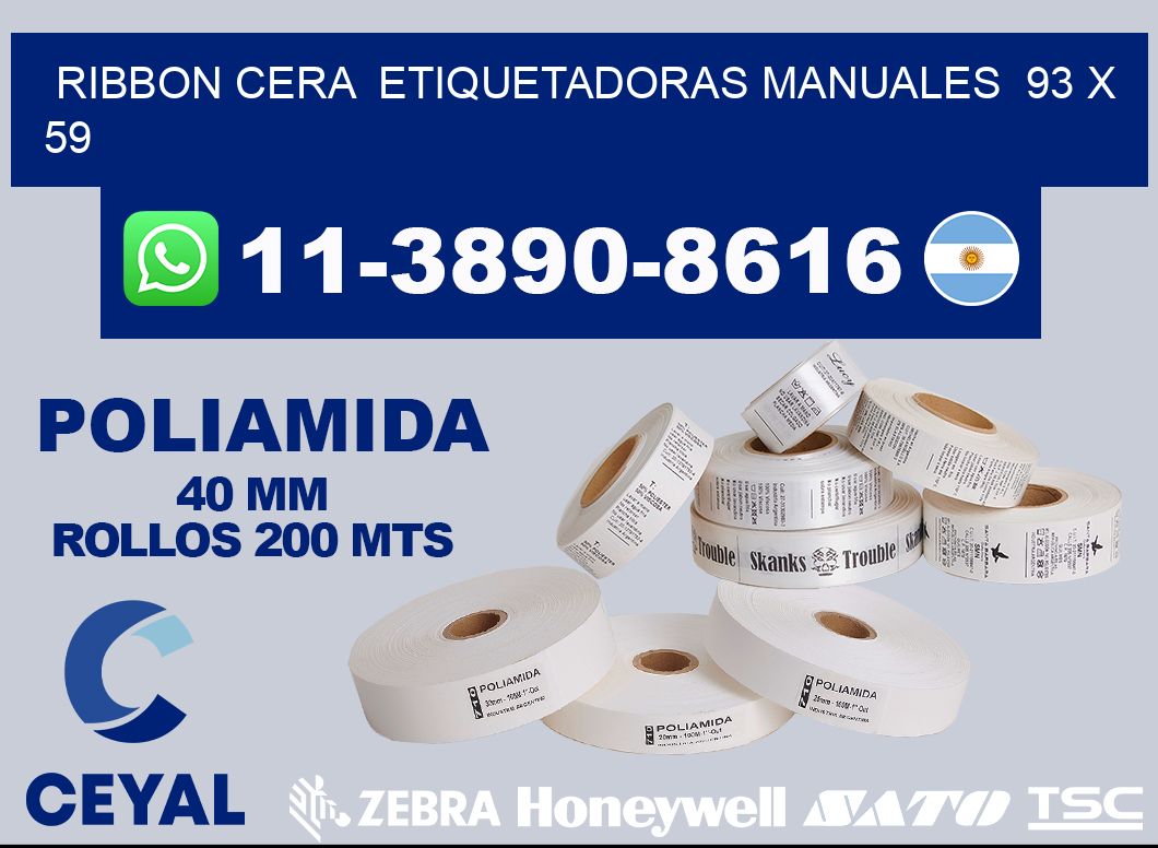ribbon cera  Etiquetadoras Manuales  93 x 59