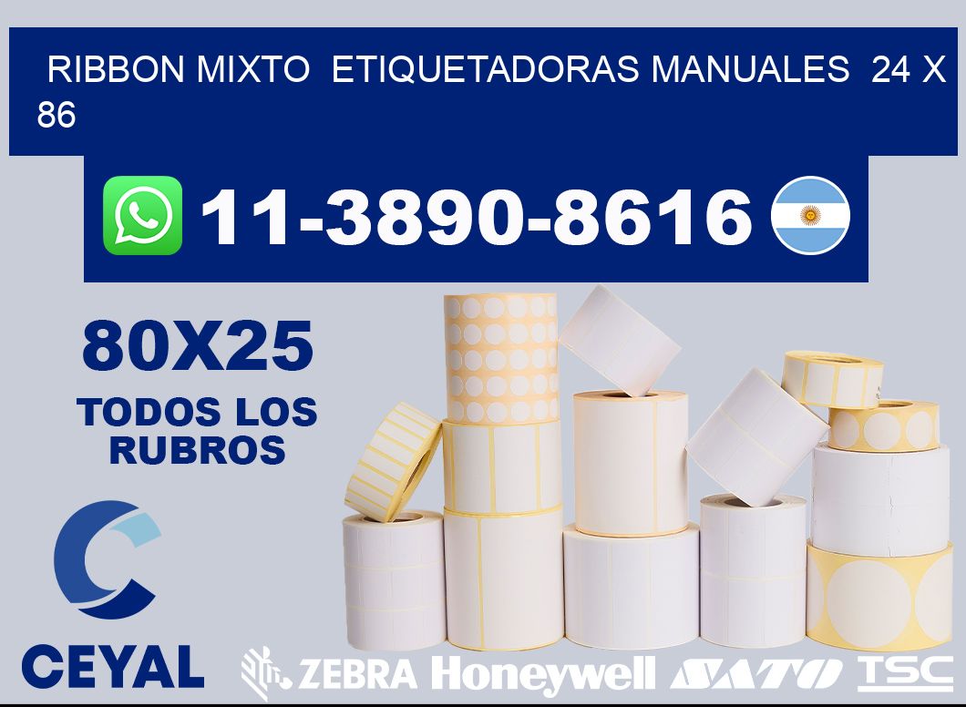 ribbon mixto  Etiquetadoras Manuales  24 x 86