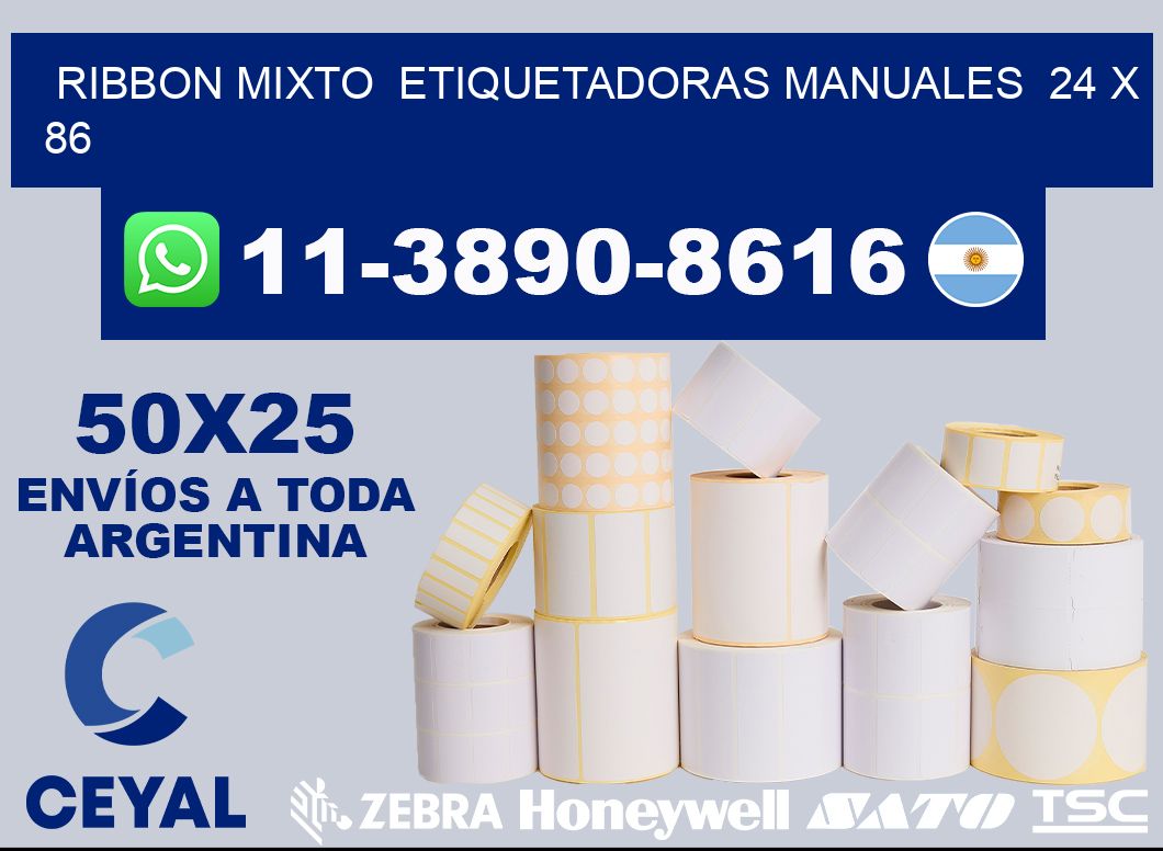 ribbon mixto  Etiquetadoras Manuales  24 x 86