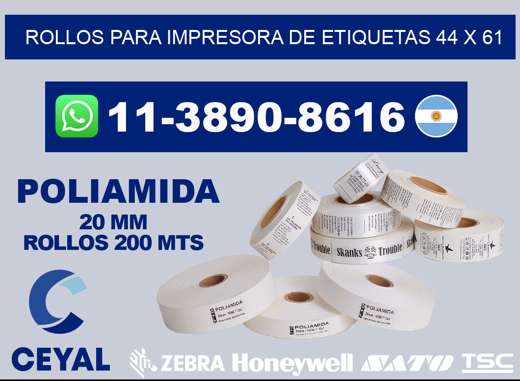 rollos para impresora de etiquetas 44 x 61