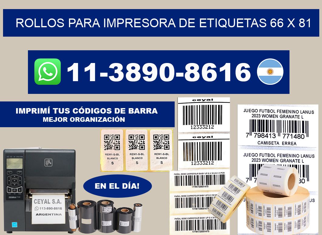 rollos para impresora de etiquetas 66 x 81