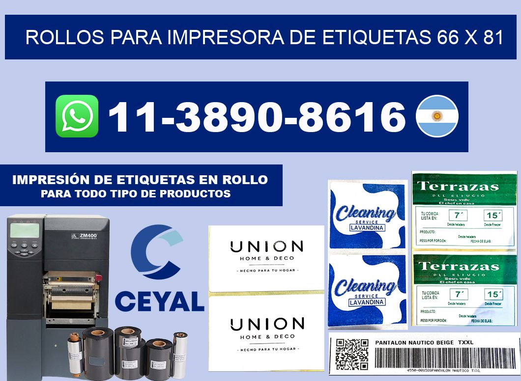 rollos para impresora de etiquetas 66 x 81