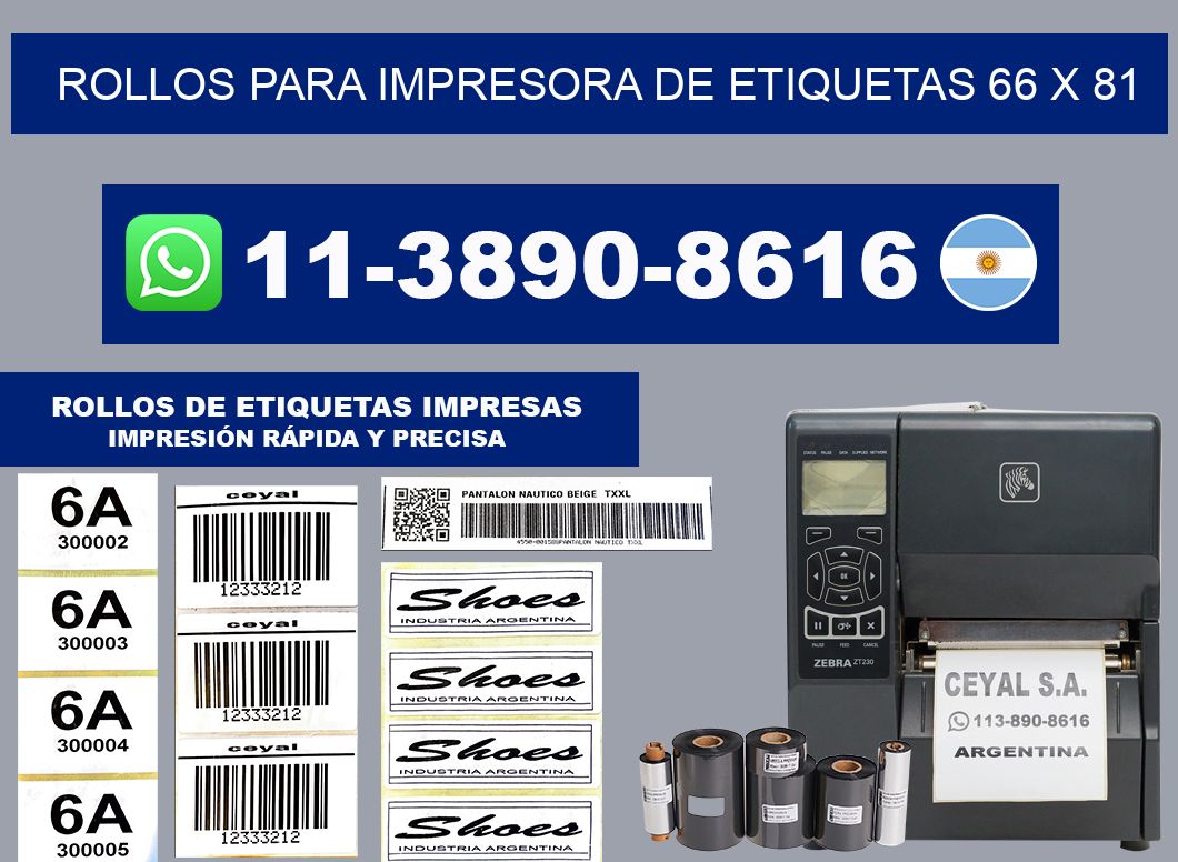 rollos para impresora de etiquetas 66 x 81